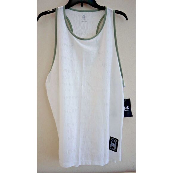 Under Armour 1379292-100 Men's Sz Large White Run Everywhere Singlet Tank Top - Picture 1 of 10